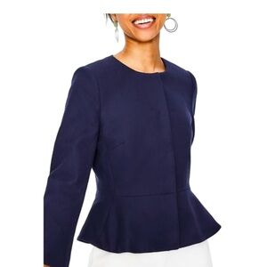 Boden Womens Navy Blue Polperro Collarless Peplum Blazer - Size 14